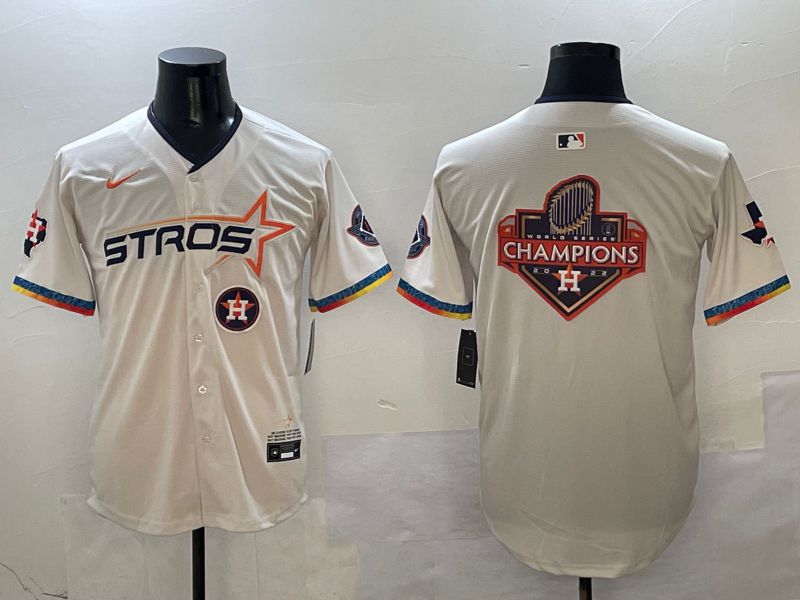 Men Houston Astros Blank Cream Fourth generation Joint Name 2025 Nike MLB Jersey style 41413